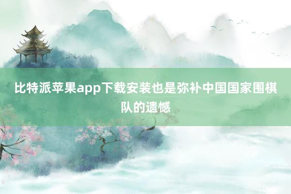 比特派苹果app下载安装也是弥补中国国家围棋队的遗憾