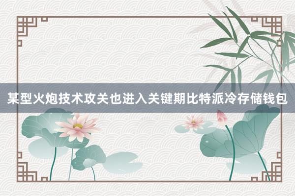 某型火炮技术攻关也进入关键期比特派冷存储钱包