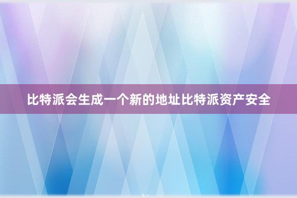 比特派会生成一个新的地址比特派资产安全